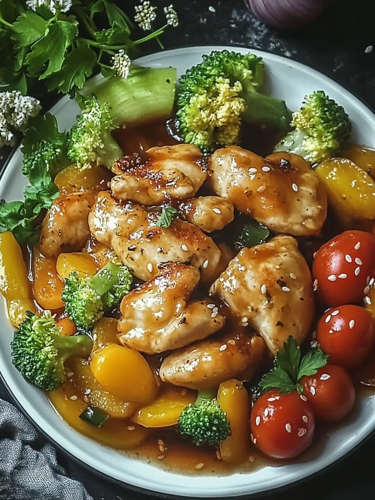 Gemüsepfanne mit Huhn