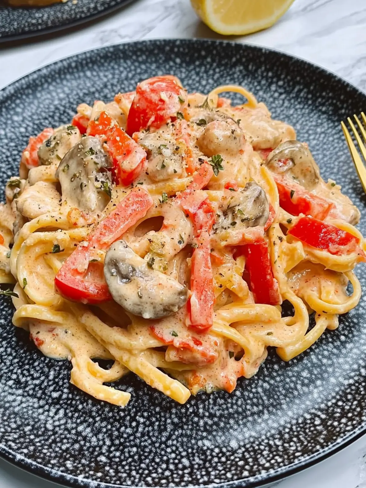 Paprika Spätzle mit Champignons