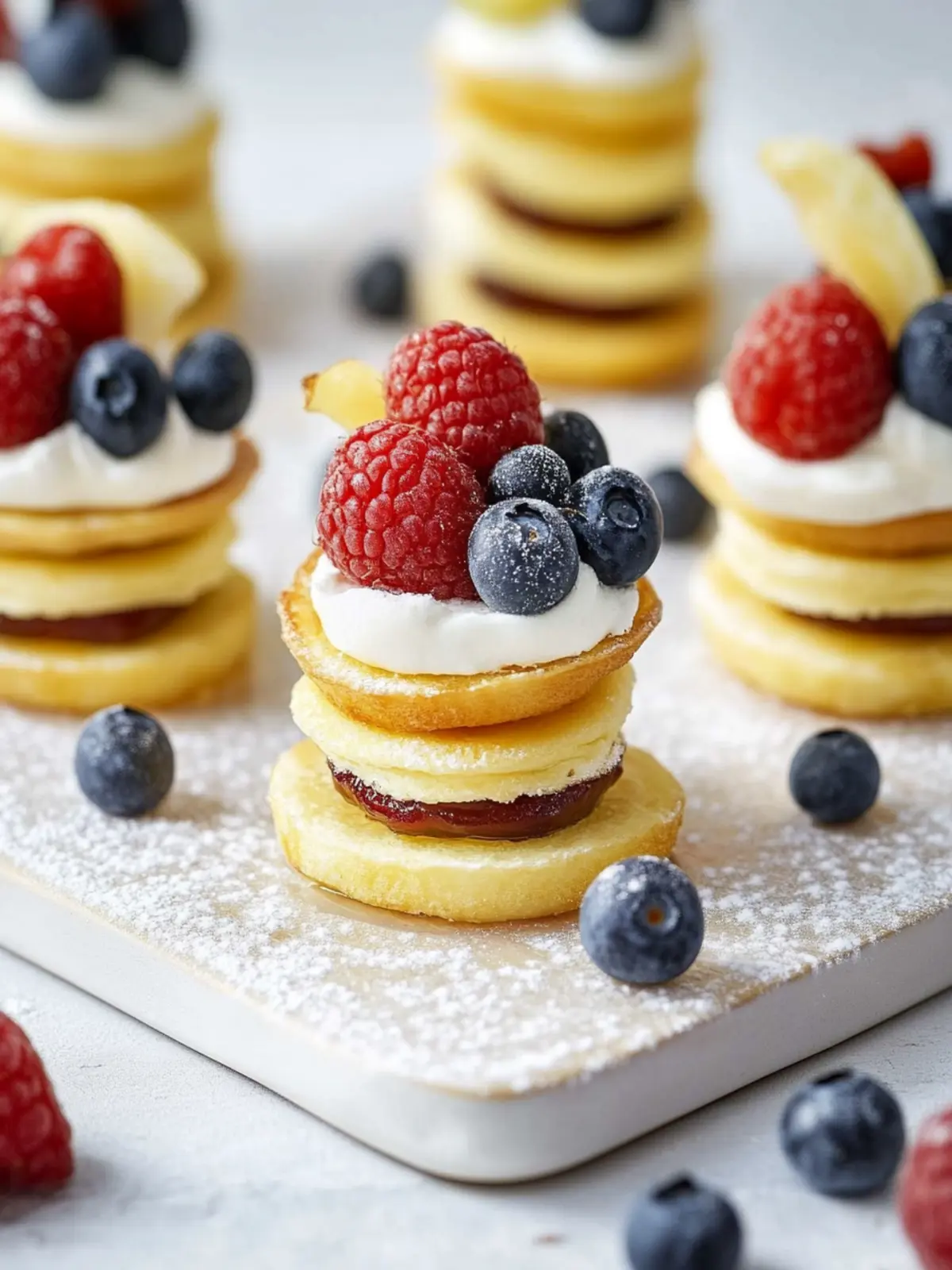 Mini-Pfannkuchen-Spieße mit Obst