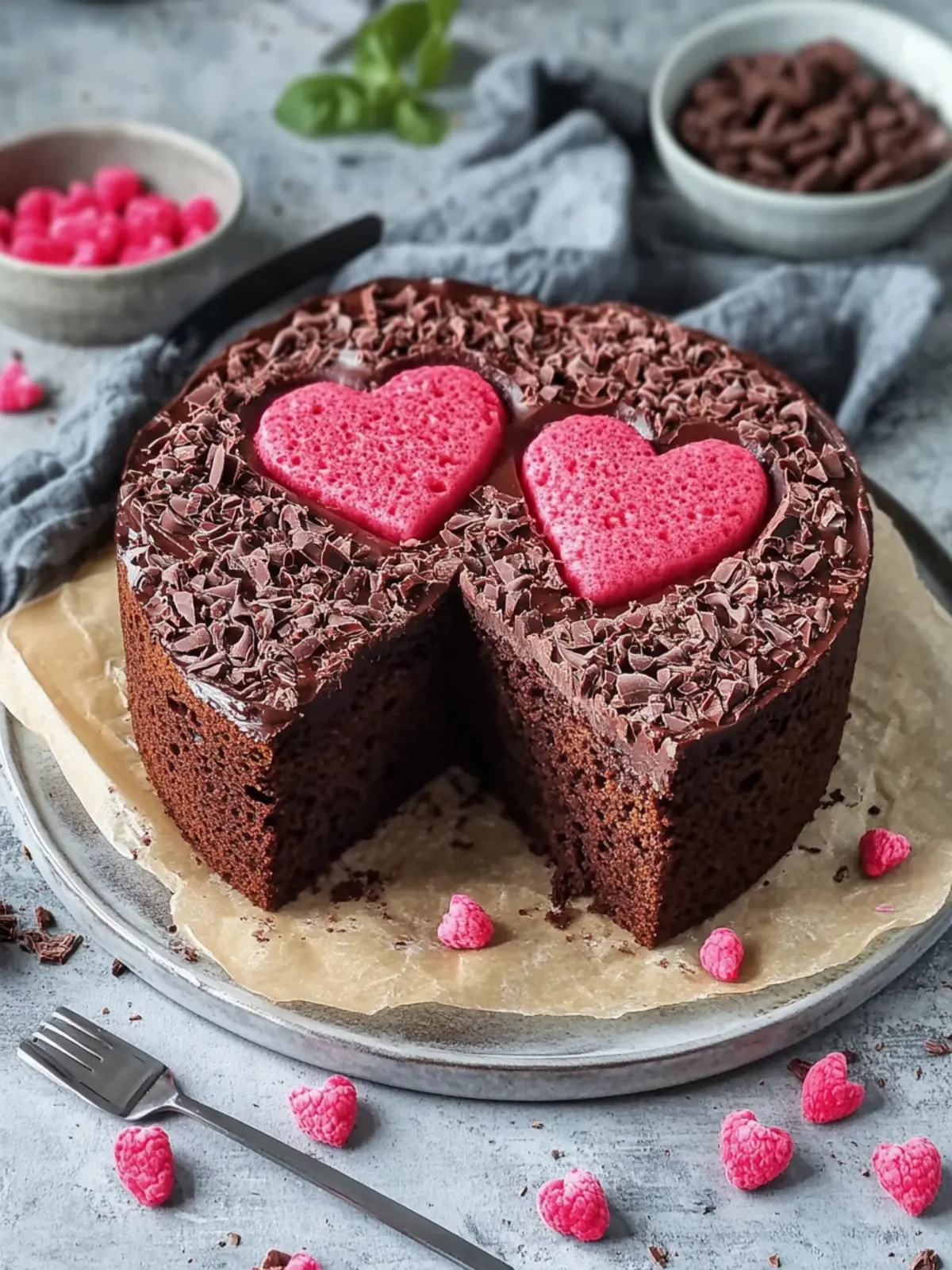Schokoladenkuchen mit verstecktem Herz