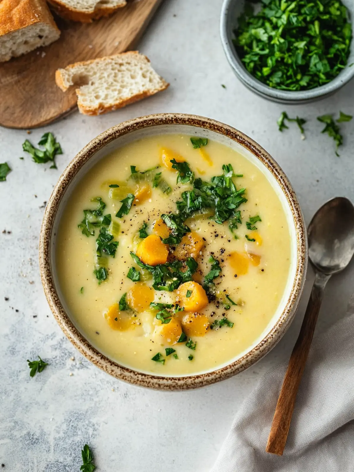 Vegane Kartoffelsuppe mit Lauch