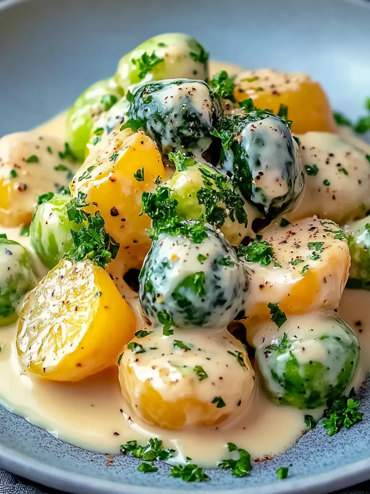 Cremiger Rosenkohl in Frischkäse-Senfsauce