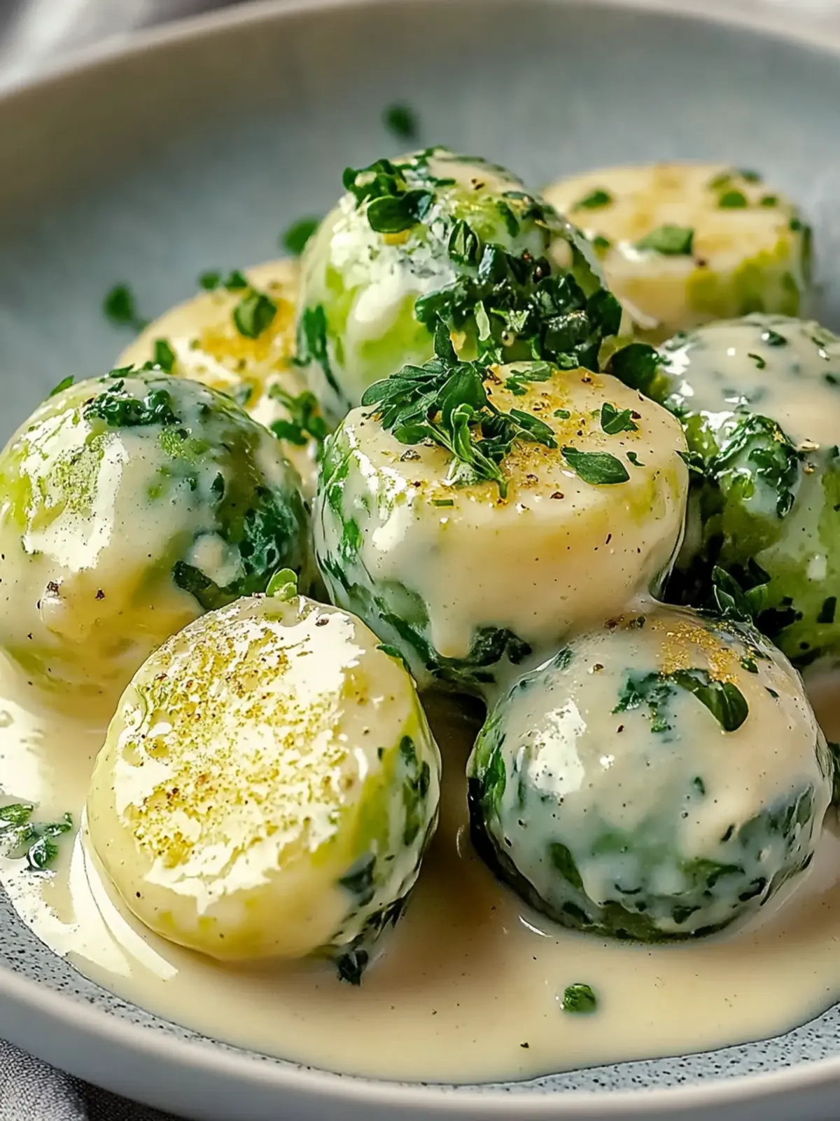 Cremiger Rosenkohl in Frischkäse-Senfsauce