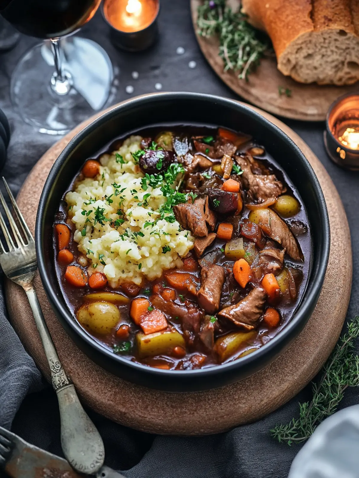 Veganes Pilzgulasch mit Rotwein