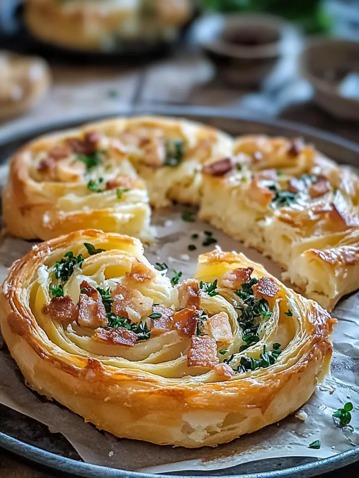 Blätterteigspiralen mit Schinken