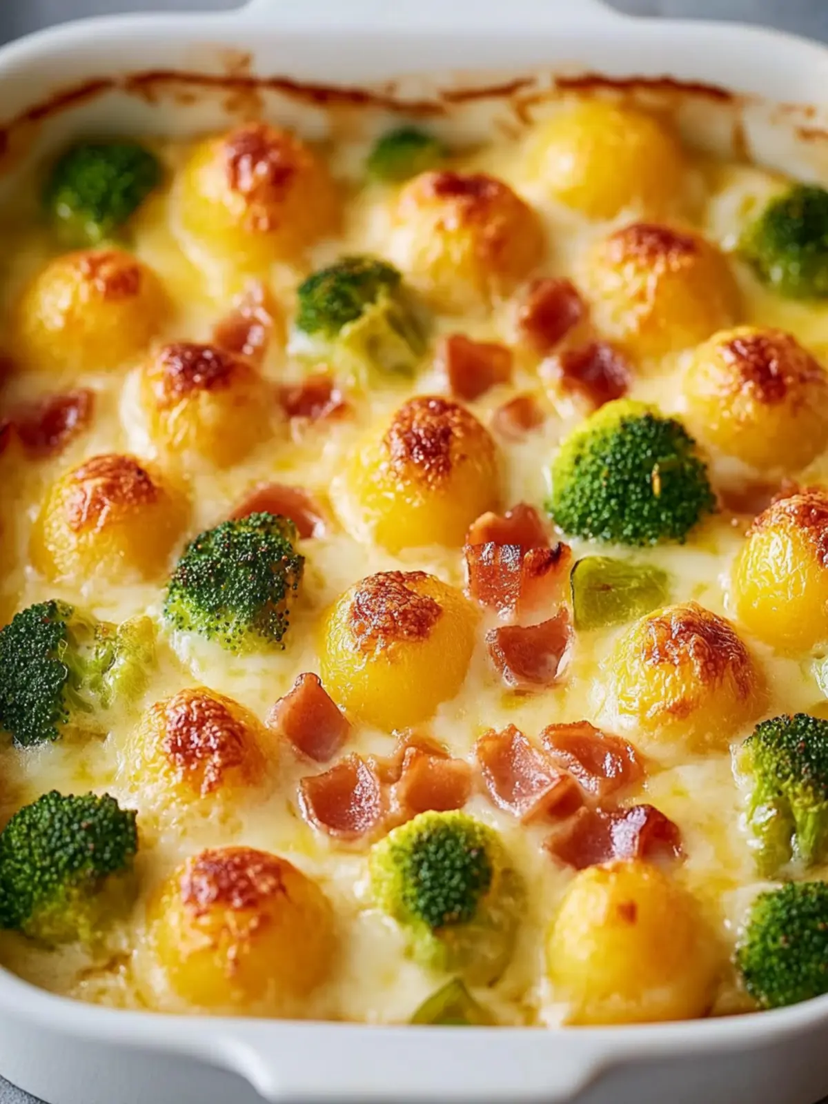 Rosenkohlauflauf mit Kartoffeln und Speck