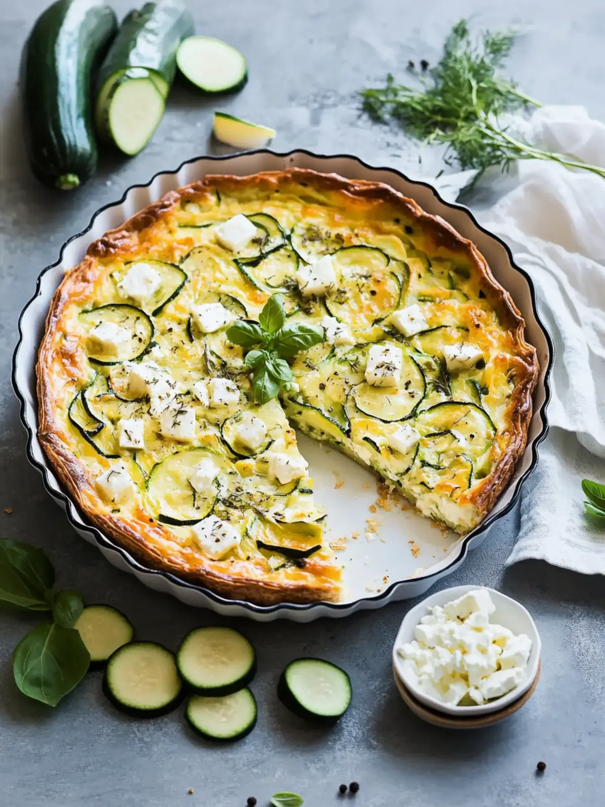Zucchini-Quiche mit Feta