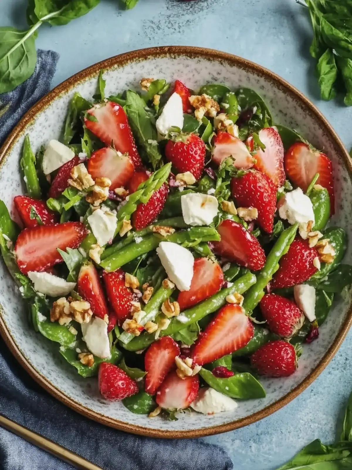 Grüner Spargel Erdbeer Salat