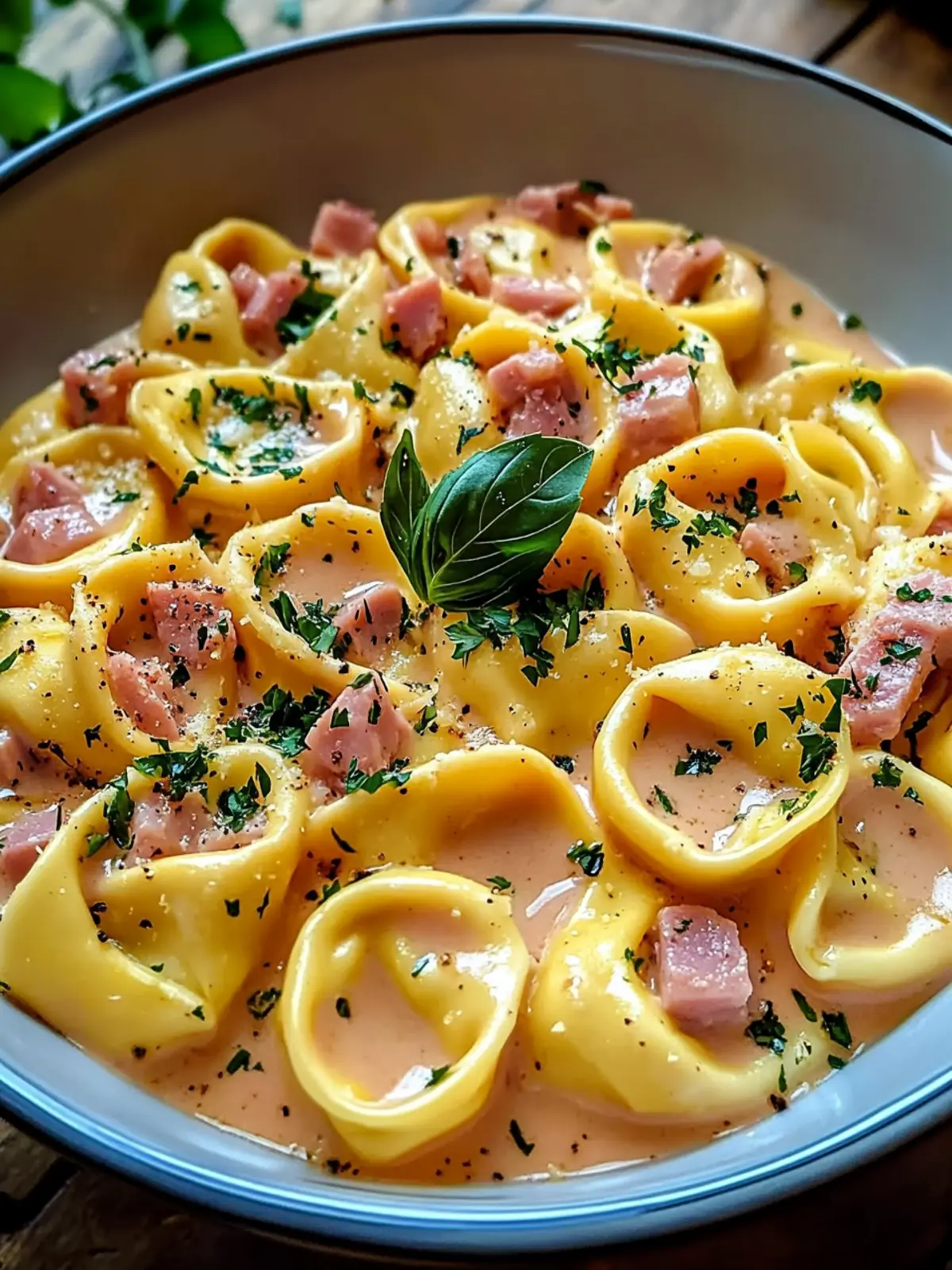 Tortellini with ham-cheese