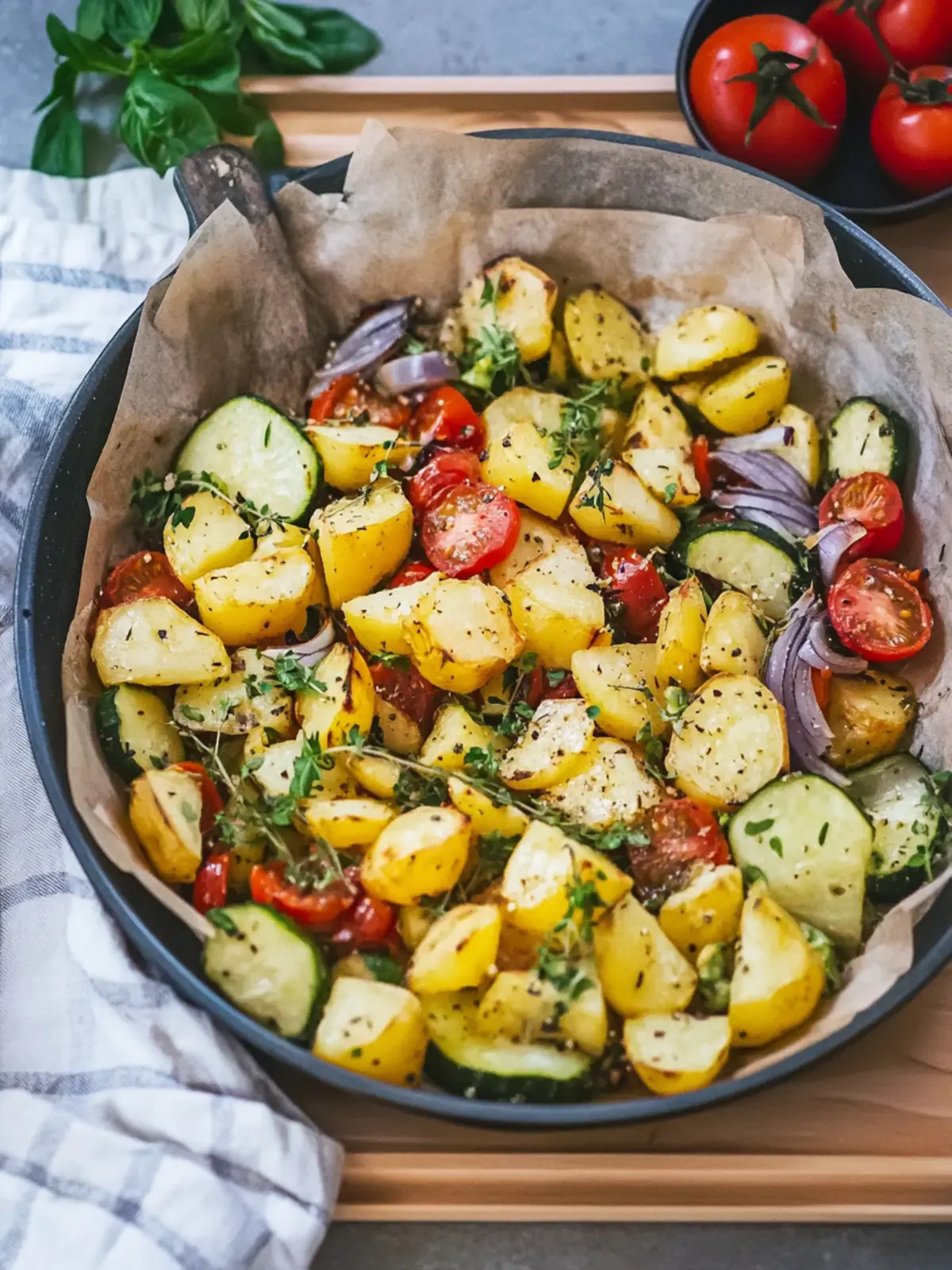 Oven vegetables with potatoes from the tray – Mediterranean recipe