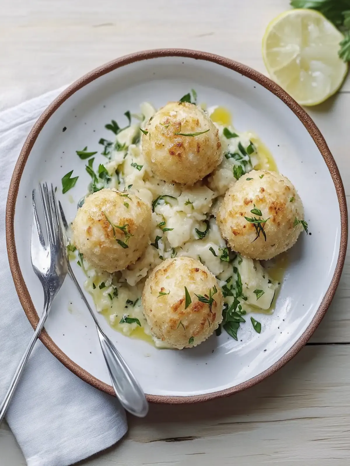 Käseknödel mit Lauchgemüse