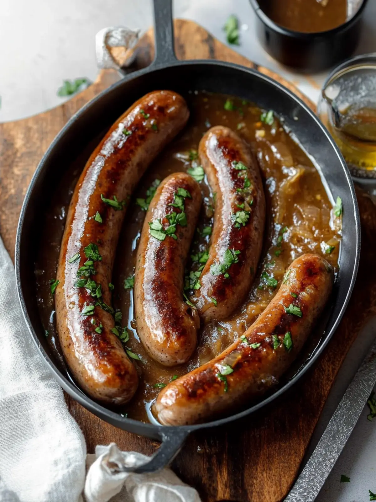 Bratwurst mit Zwiebelsauce