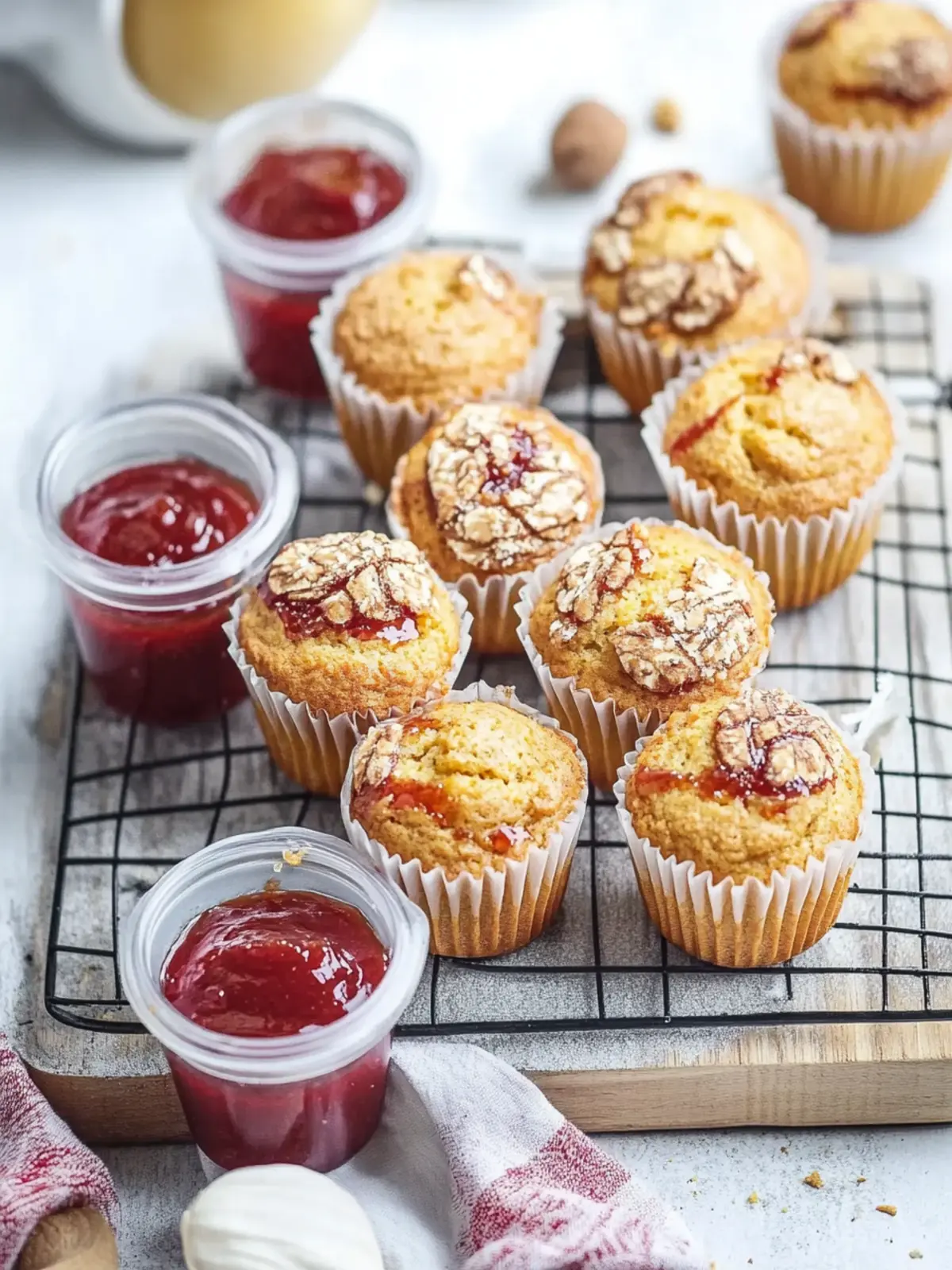 Mini-Muffins mit Erdnussbutter und Marmelade