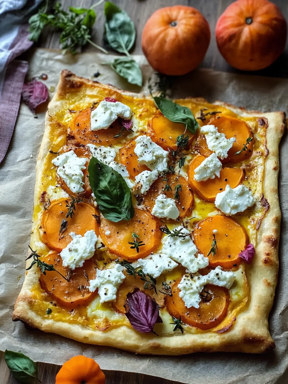 Kürbis-Flammkuchen mit Feta