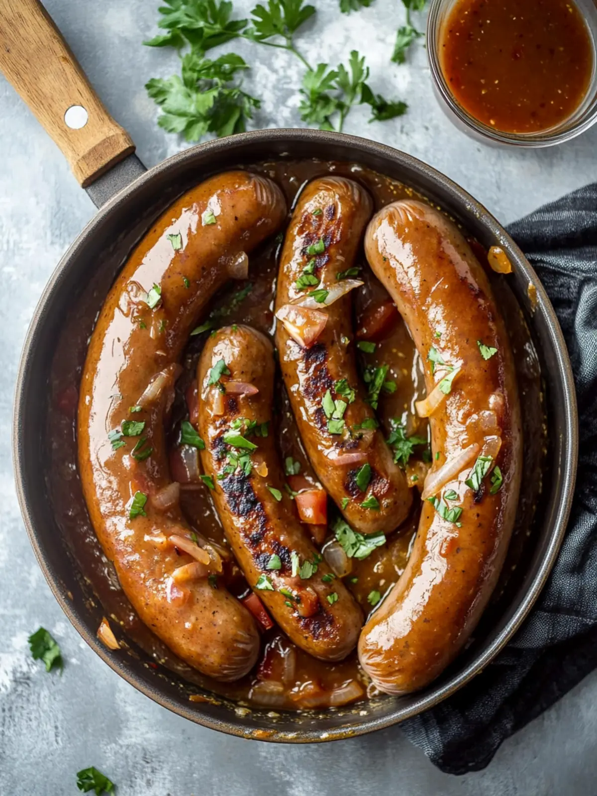 Bratwurst mit Zwiebelsauce