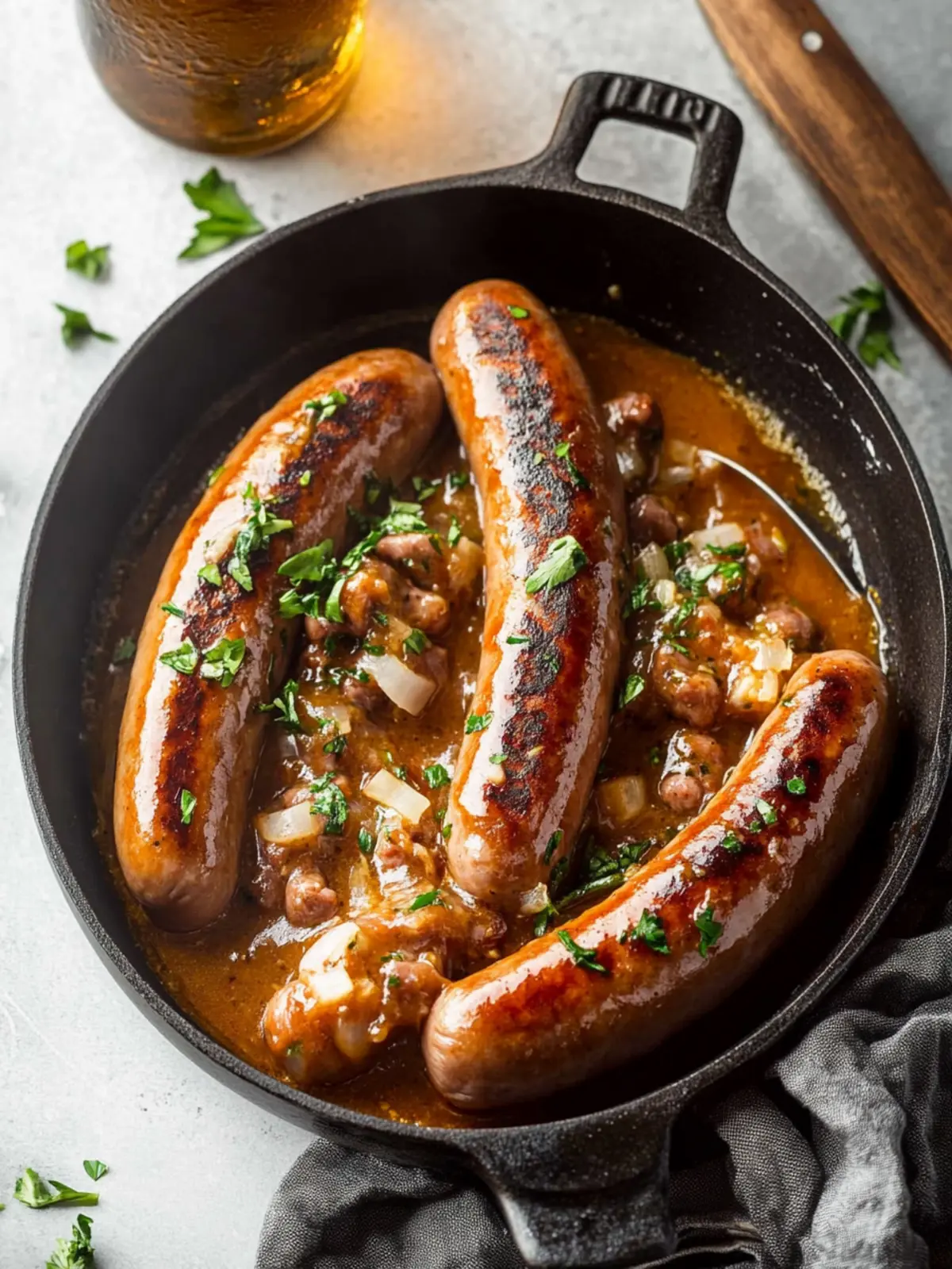 Bratwurst mit Zwiebelsauce