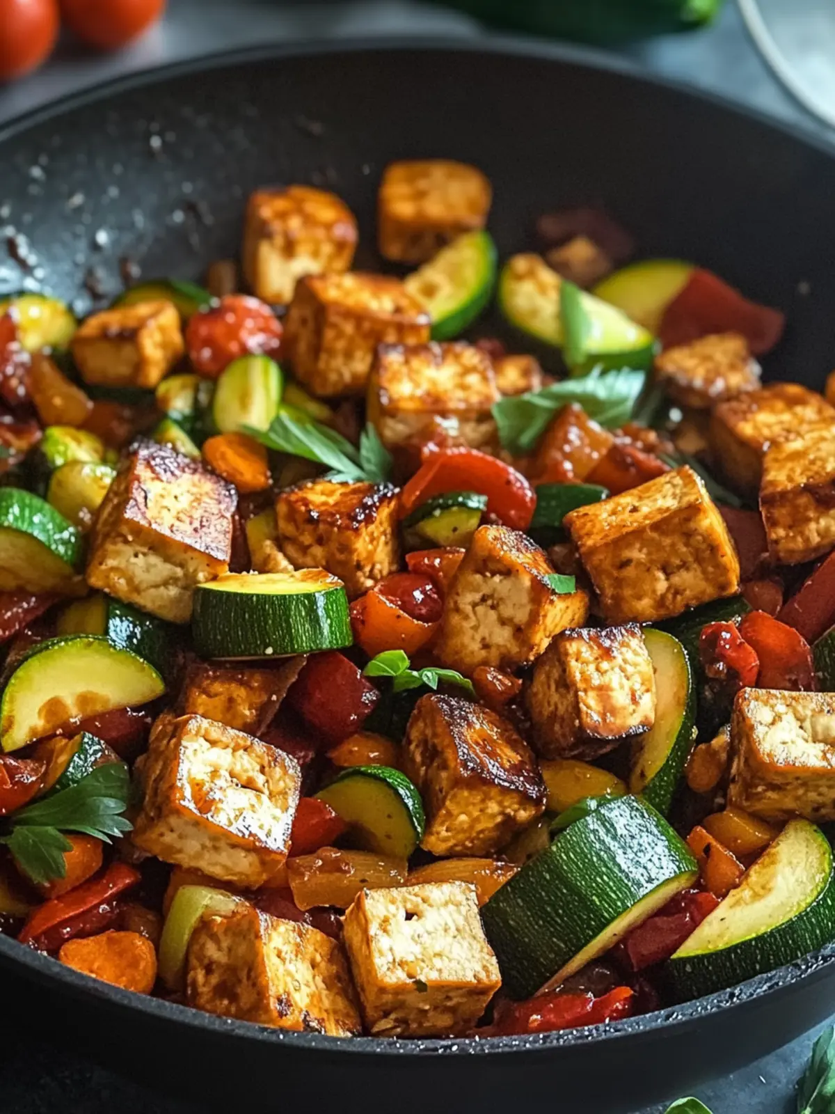 Zucchini-Pfanne mit Tofu