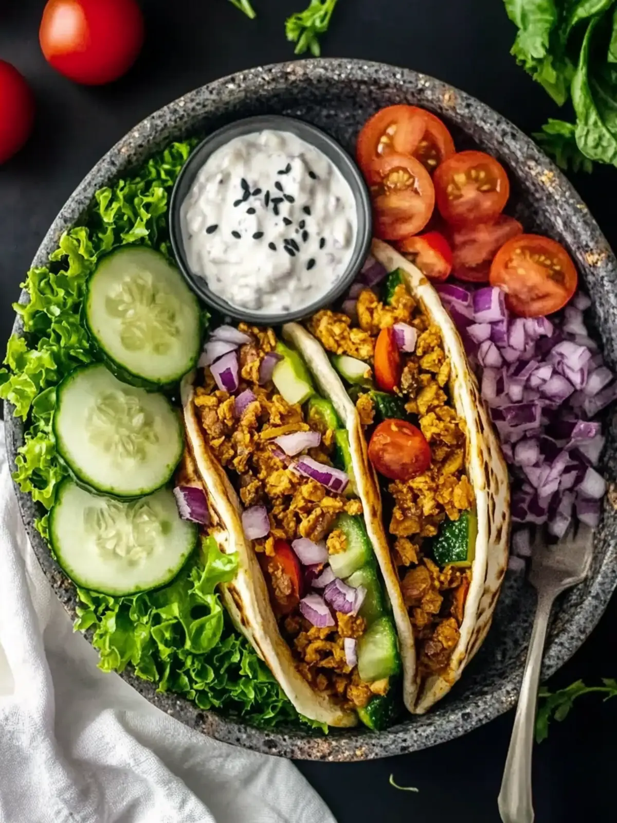 Einfache vegetarische Shawarma mit Linsen