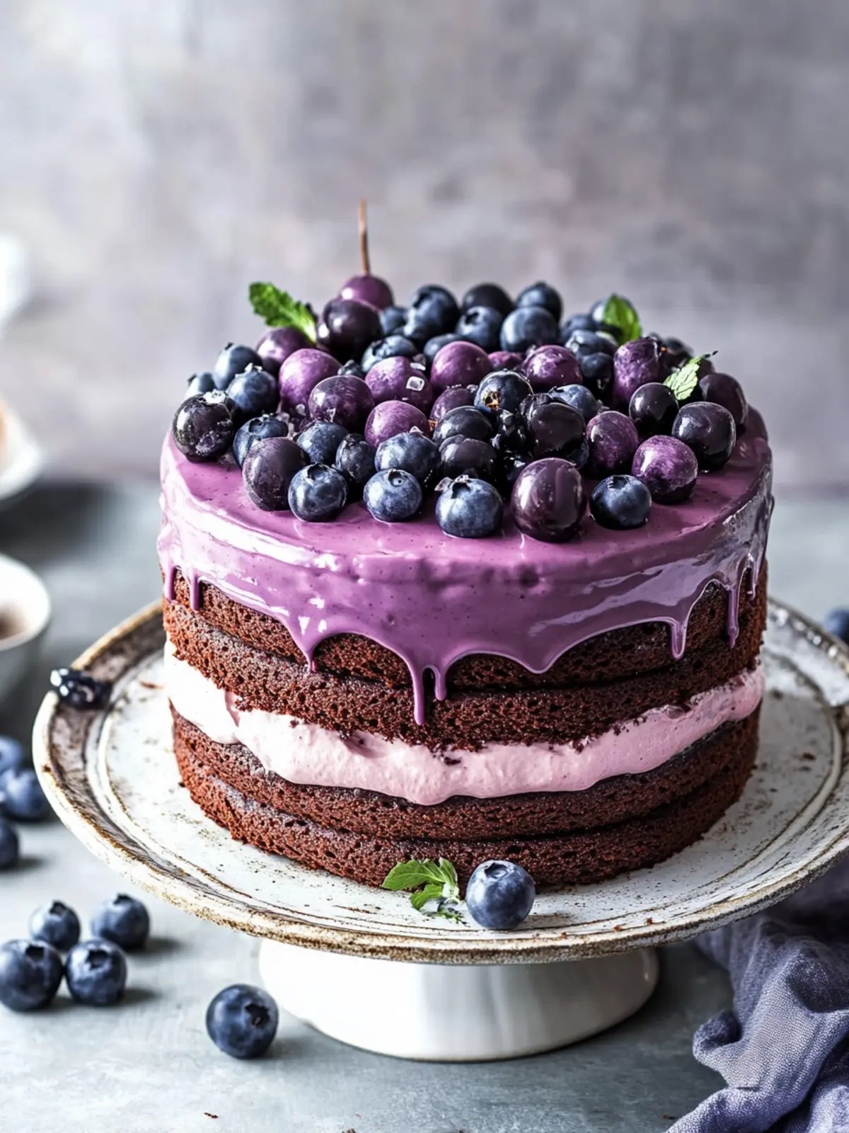 Blaubeer-Schokoladen-Layer-Kuchen