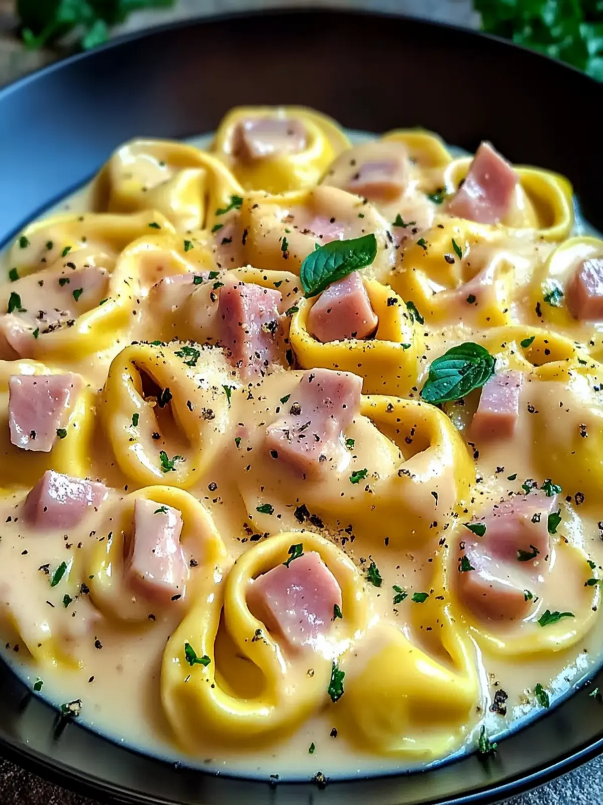 Tortellini with ham-cheese