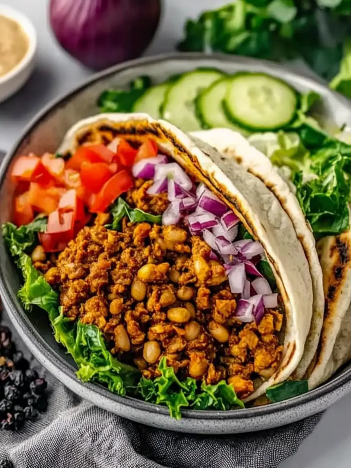 Einfache vegetarische Shawarma mit Linsen