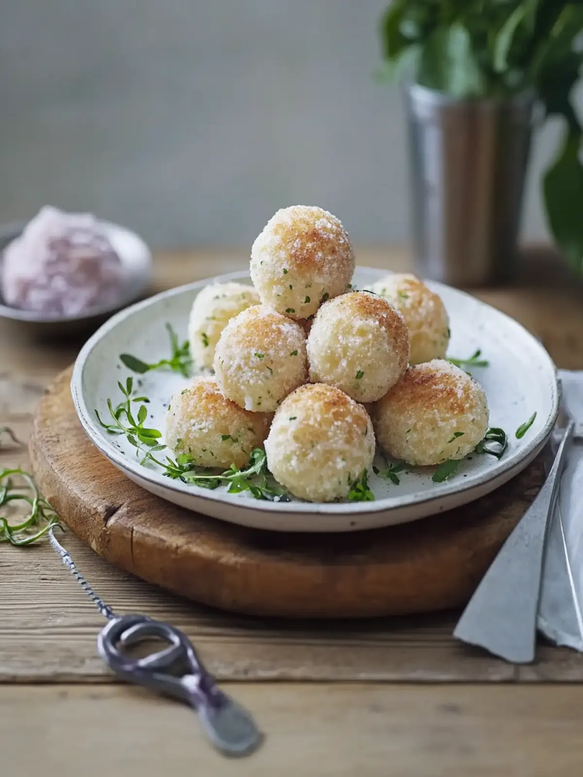 Käseknödel mit Lauchgemüse