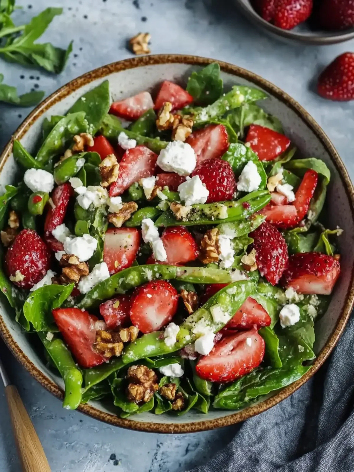 Grüner Spargel Erdbeer Salat