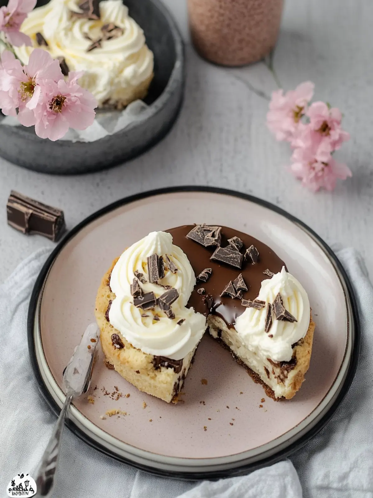 Schokoladenkekstassen mit Vanille-Käsekuchen-Füllung