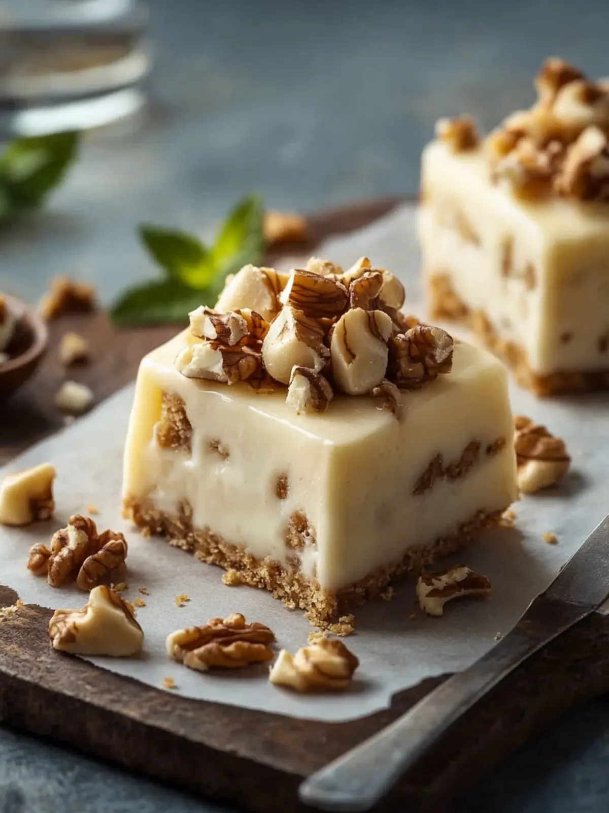 Pudding und Walnüssen