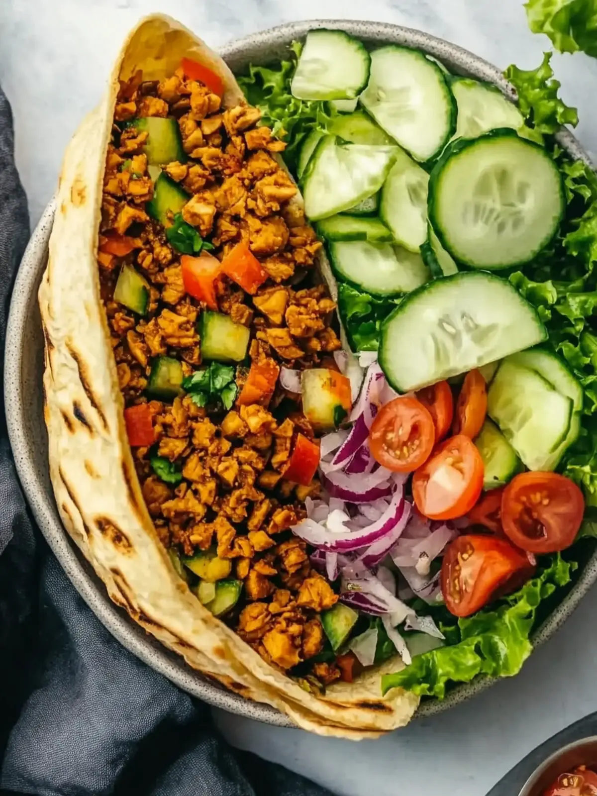 Einfache vegetarische Shawarma mit Linsen