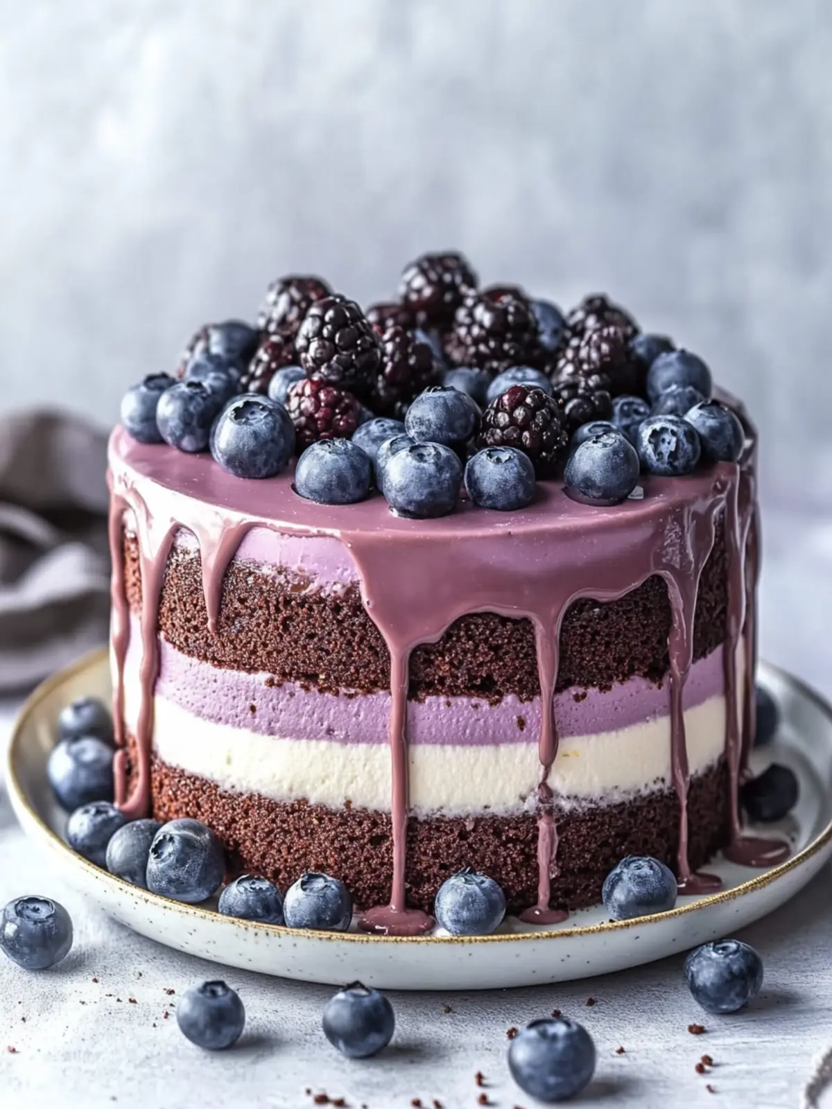 Blaubeer-Schokoladen-Layer-Kuchen