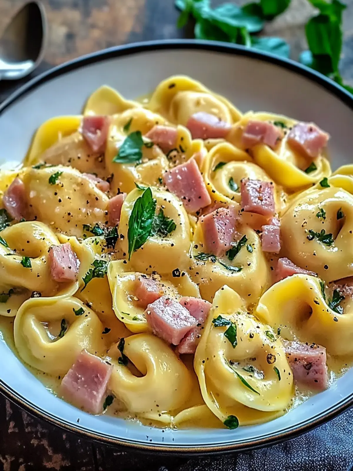 Tortellini with ham-cheese