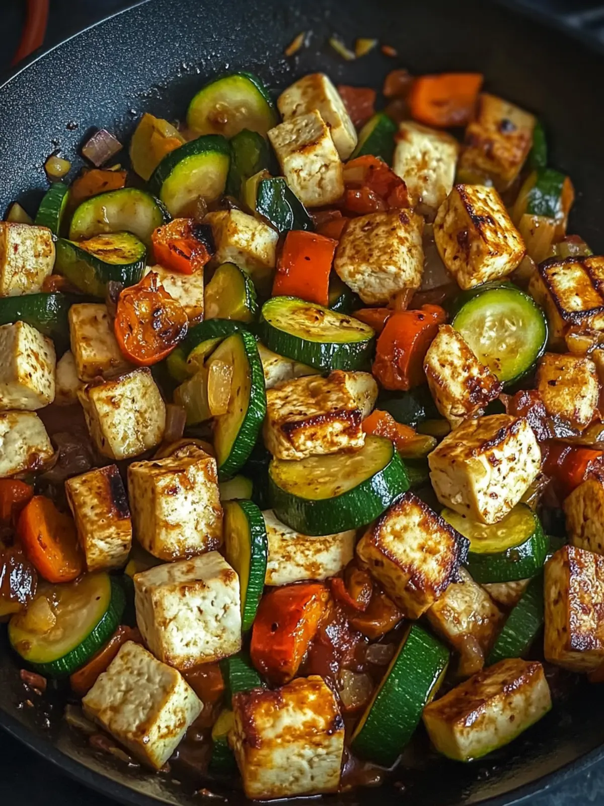 Zucchini-Pfanne mit Tofu