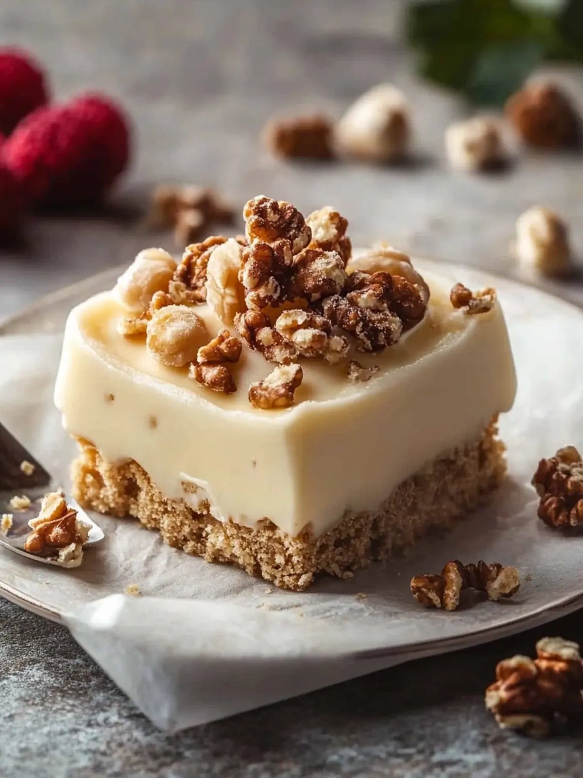 Pudding und Walnüssen