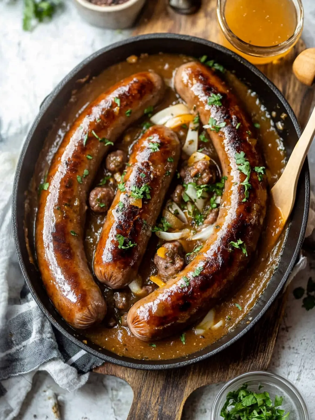 Bratwurst mit Zwiebelsauce