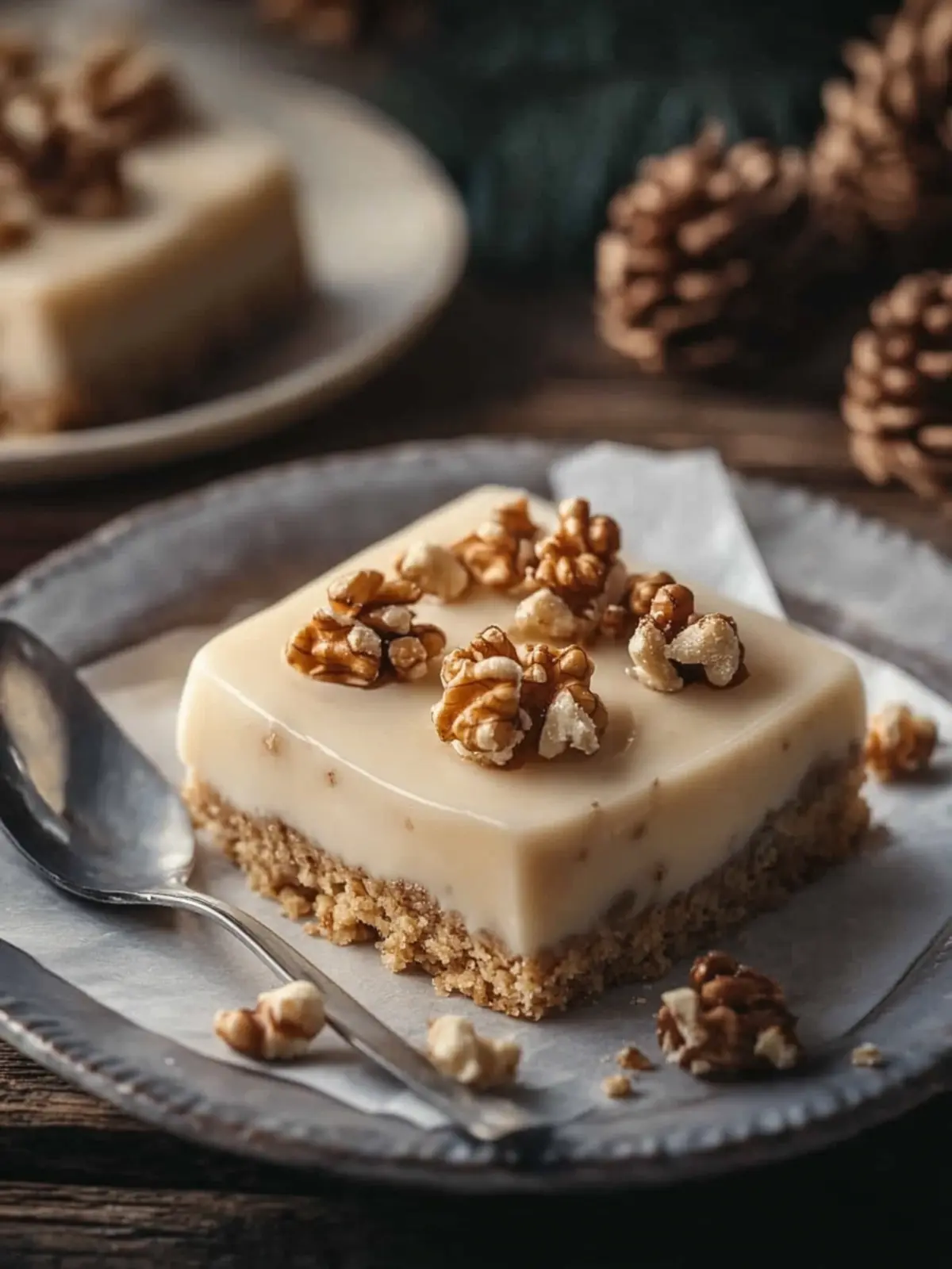 Pudding und Walnüssen