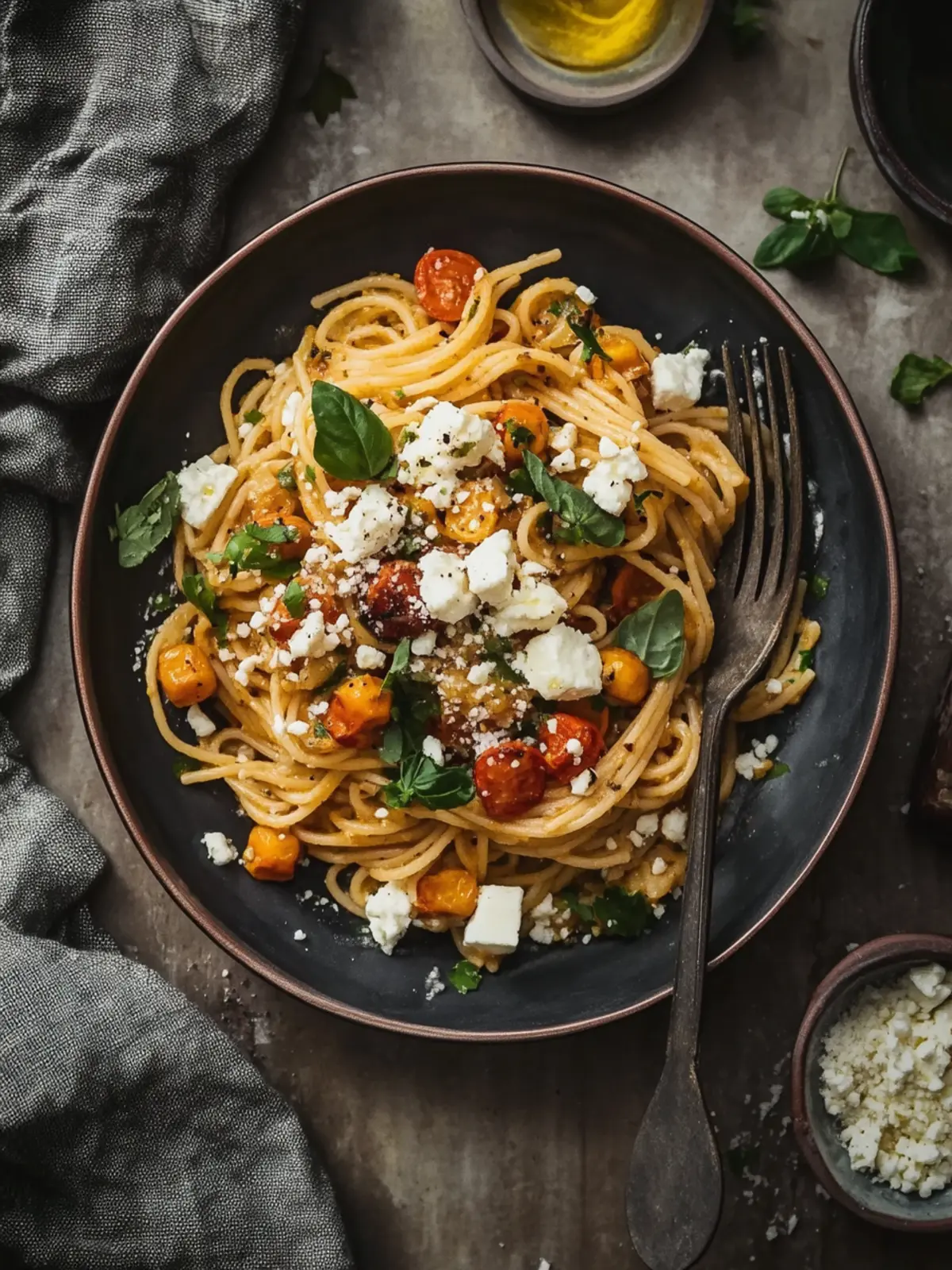 Pasta mit Kürbis und Feta