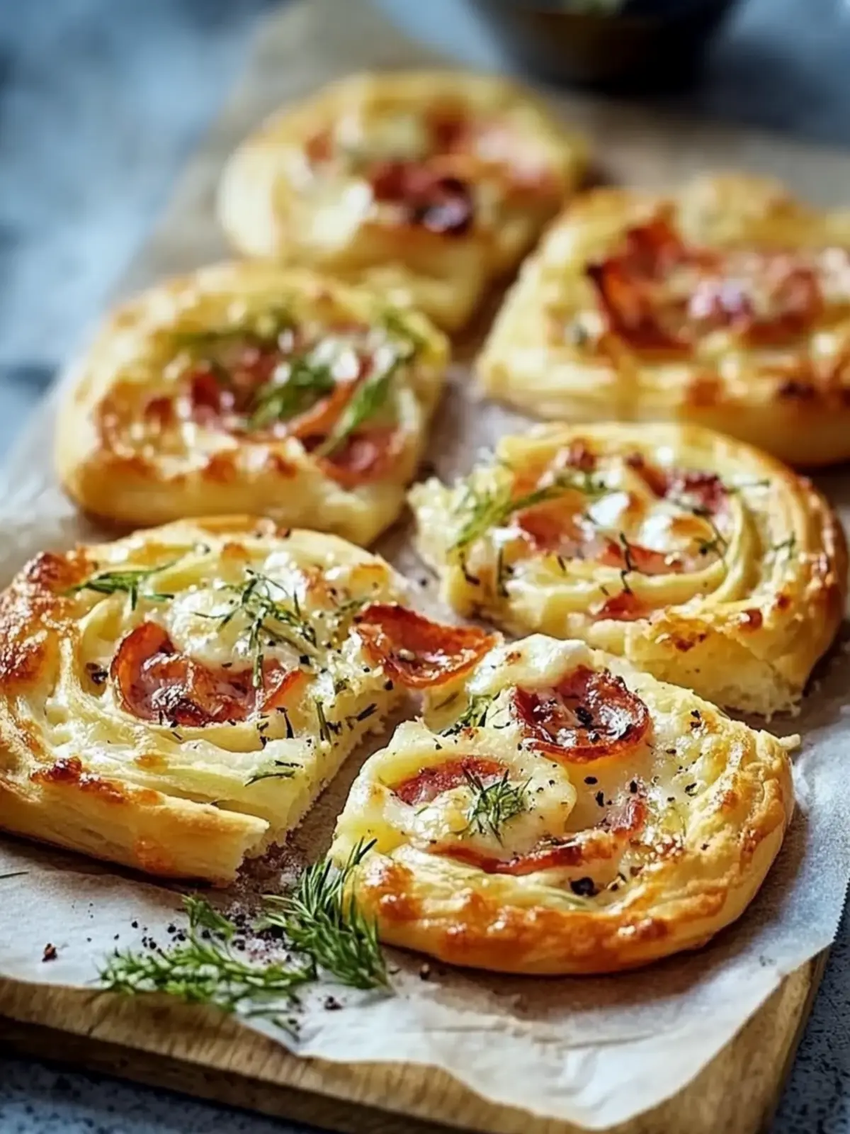 Flammkuchen-Blätterteig-Schnecken