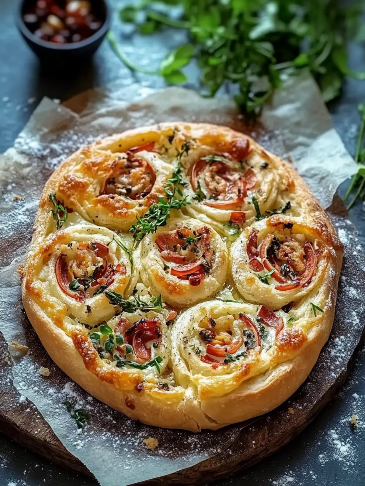 Flammkuchen-Blätterteig-Schnecken