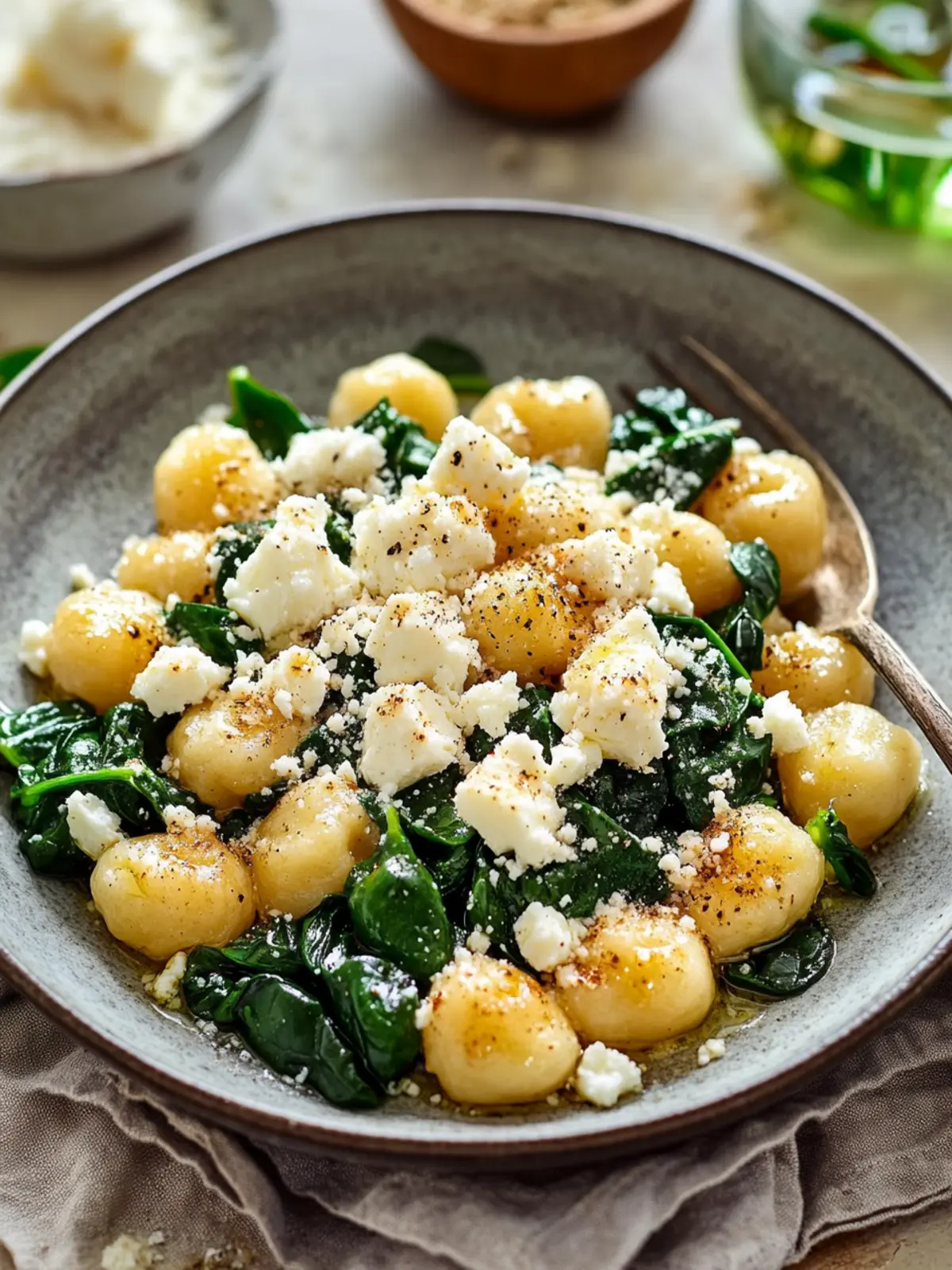 Gnocchi mit Spinat und Feta