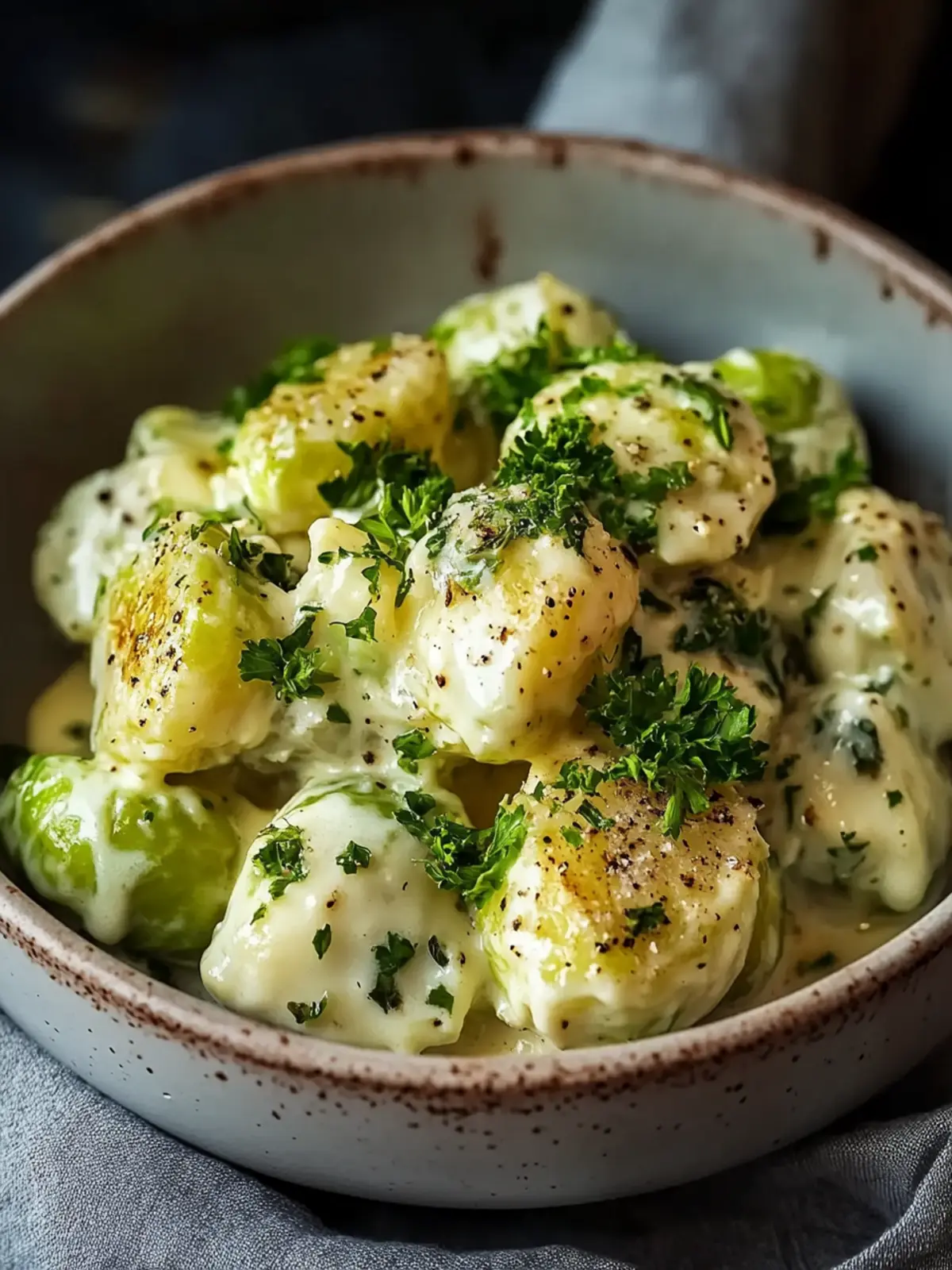 Rosenkohl in Frischkäse-Senfsauce