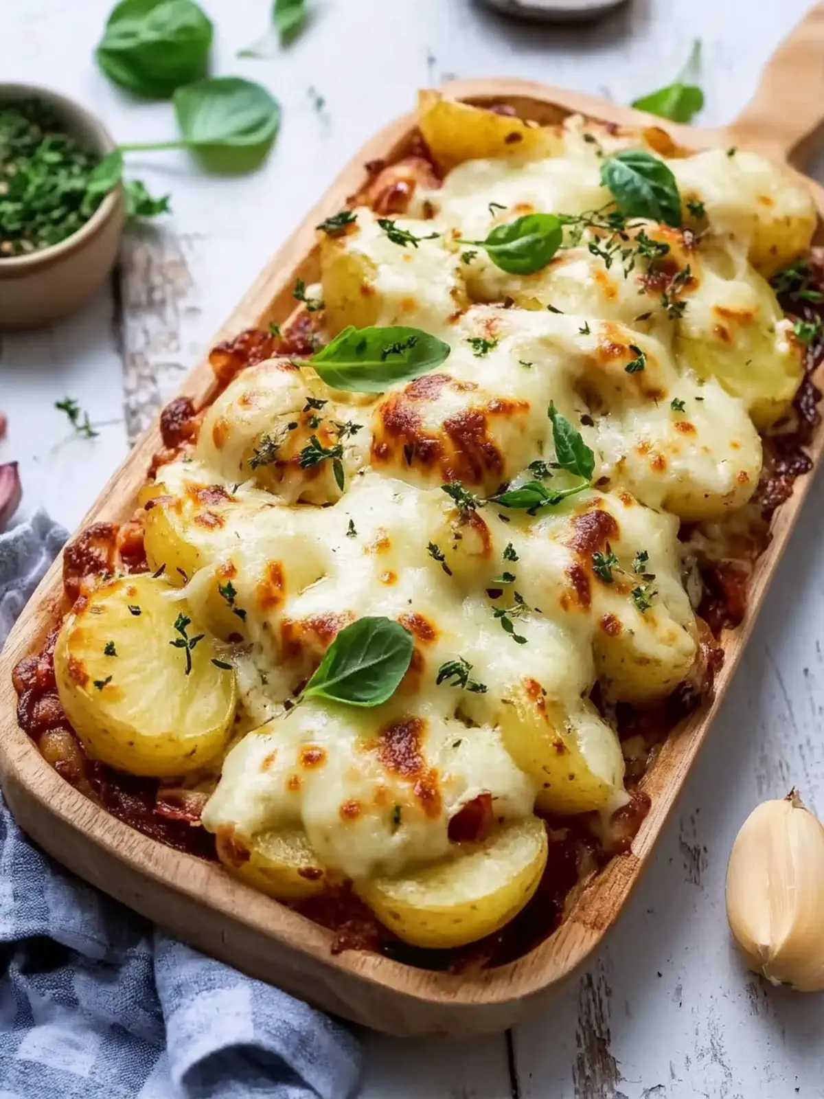 Rosenkohlauflauf mit Kartoffeln und Mozzarella
