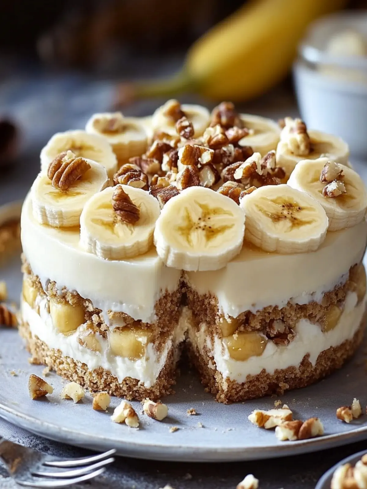 Bananen-Walnuss-Sahne-Torte
