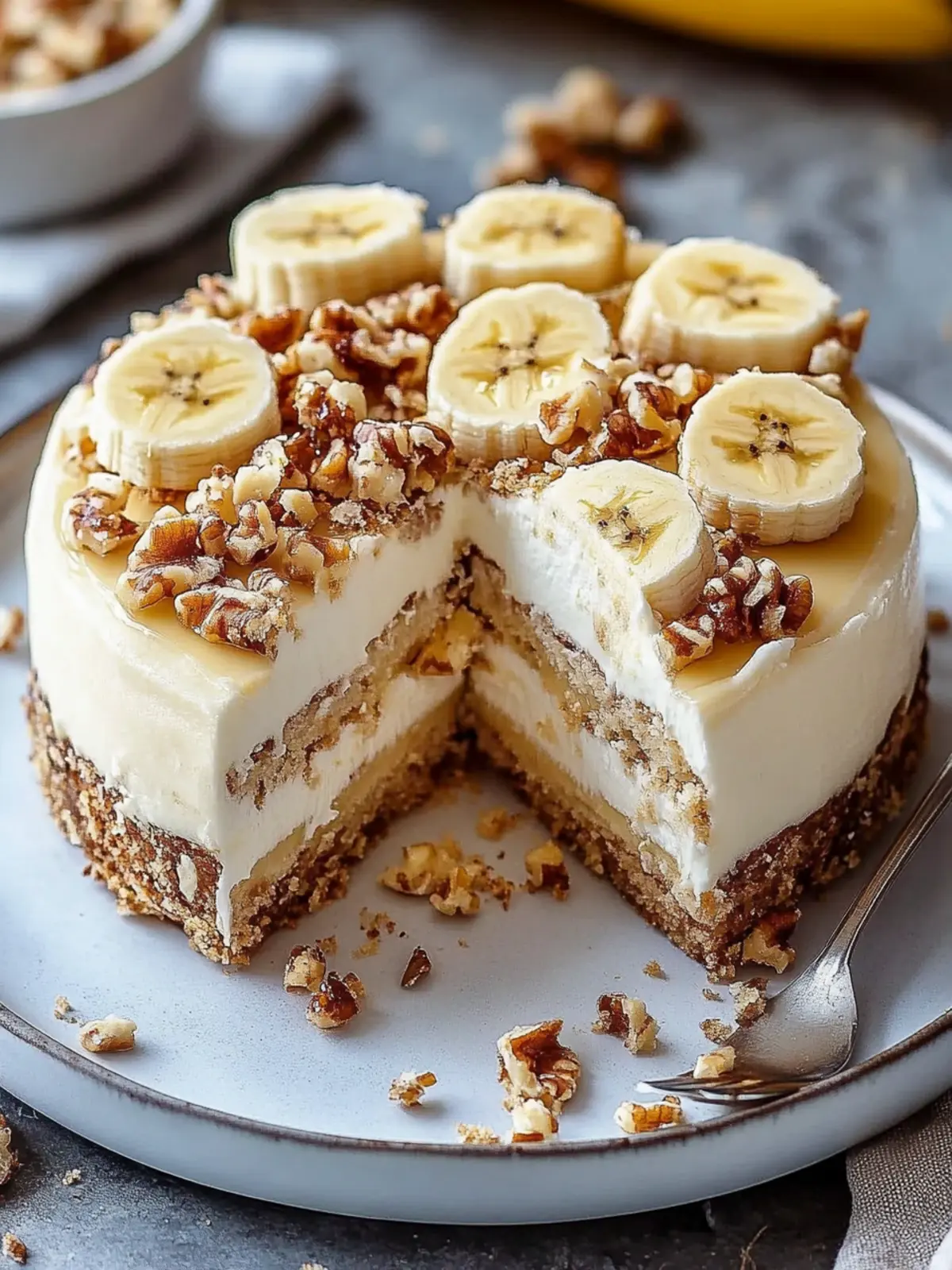 Bananen-Walnuss-Sahne-Torte
