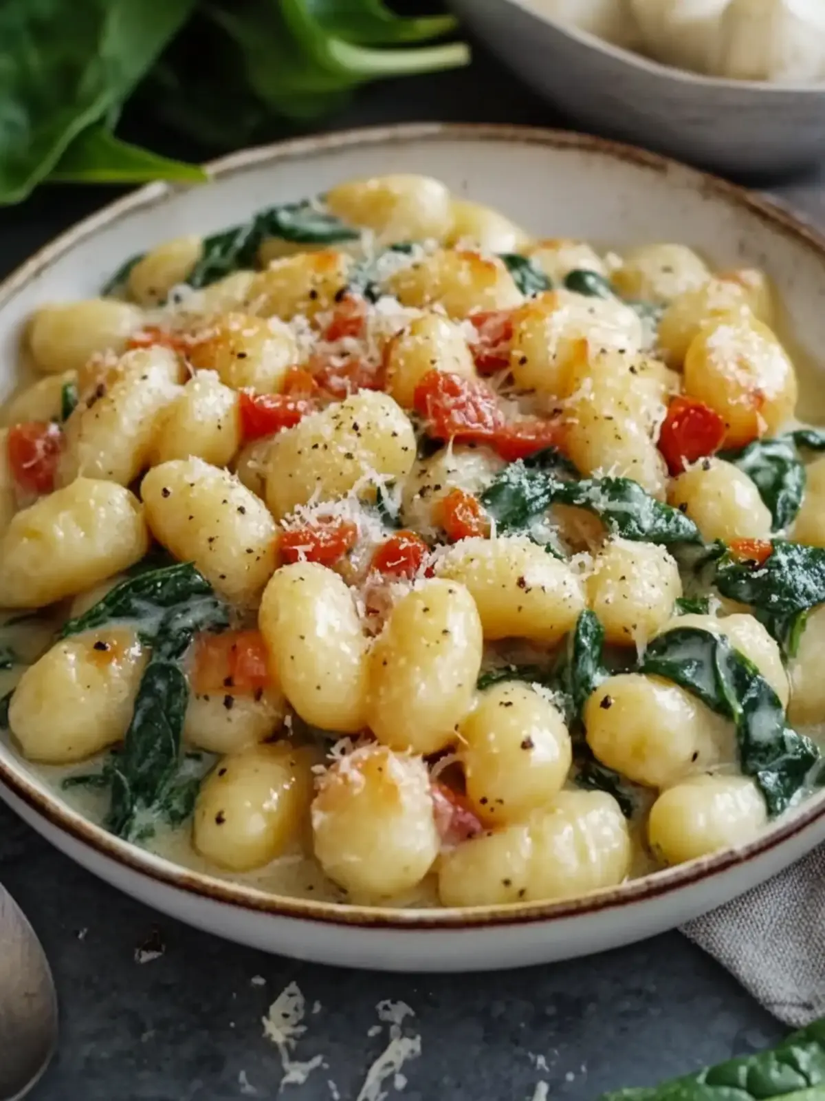 Gnocchi pan mit Spinat