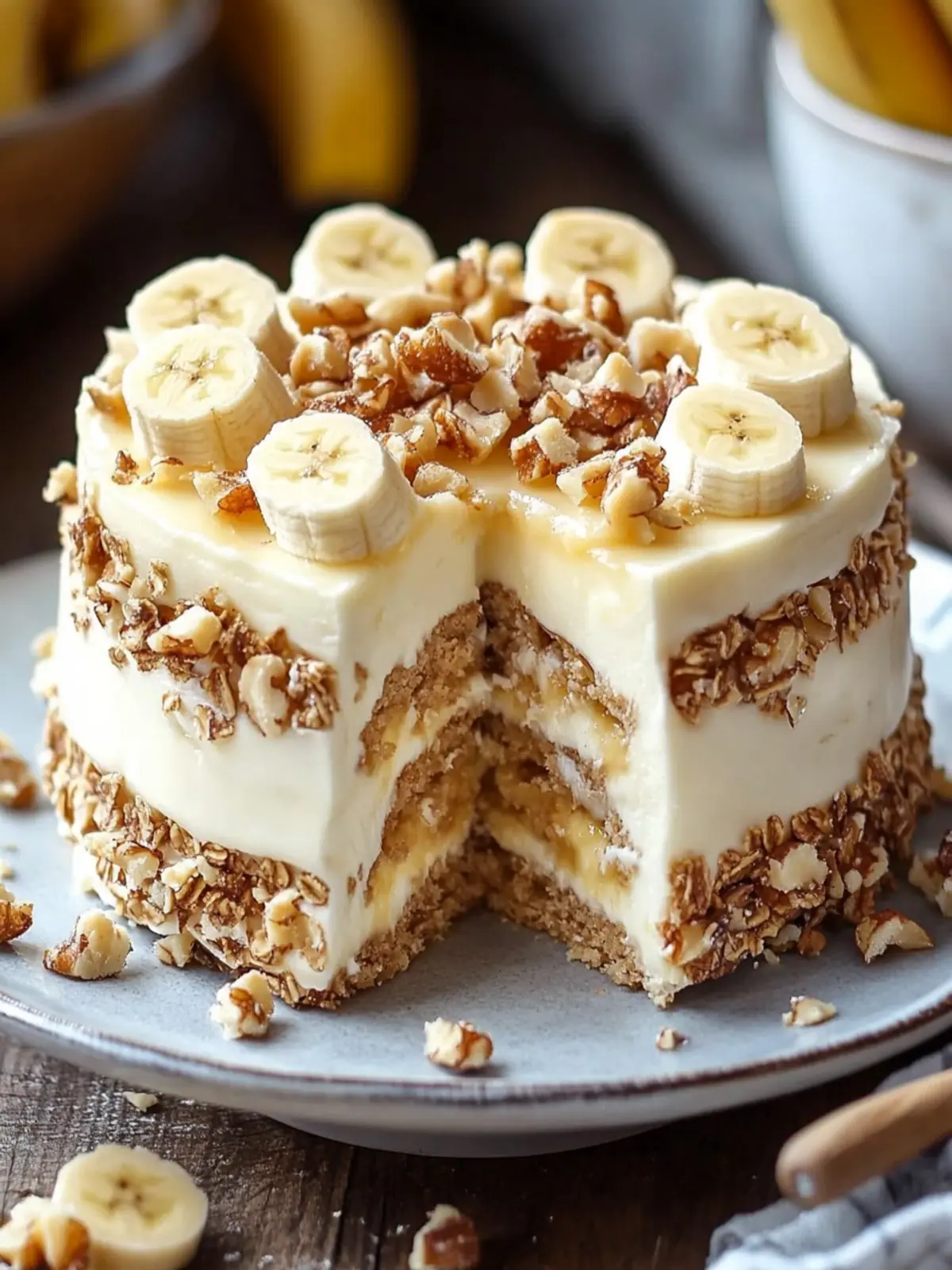 Bananen-Walnuss-Sahne-Torte